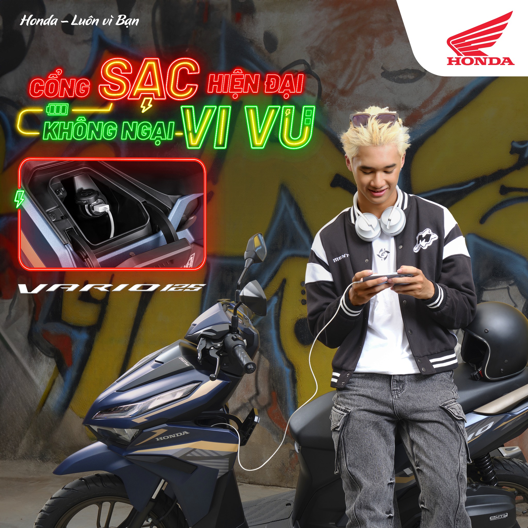 CỔNG SẠC HIỆN ĐẠI, KHÔNG NGẠI VI VU VỚI VARIO 125